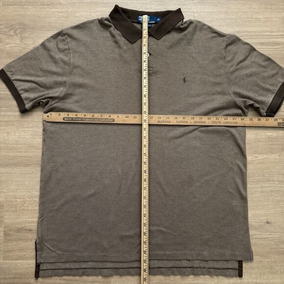 Vintage Polo Ralph Lauren Men’s XL Brown Houndstooth Pima Cotton Polo Shirt - Picture 7 of 8